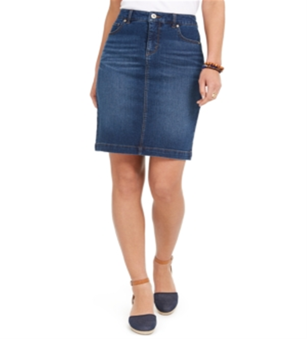 Style & Co Women's Cotton Denim Skirt Blue Size 16