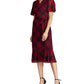 Ralph Lauren Women's Belted Plaid Short Sleeve V Neck Below The Knee Sheath Dress Black/Red Size 4