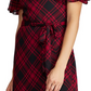 Ralph Lauren Women's Belted Plaid Short Sleeve V Neck Below The Knee Sheath Dress Black/Red Size 4