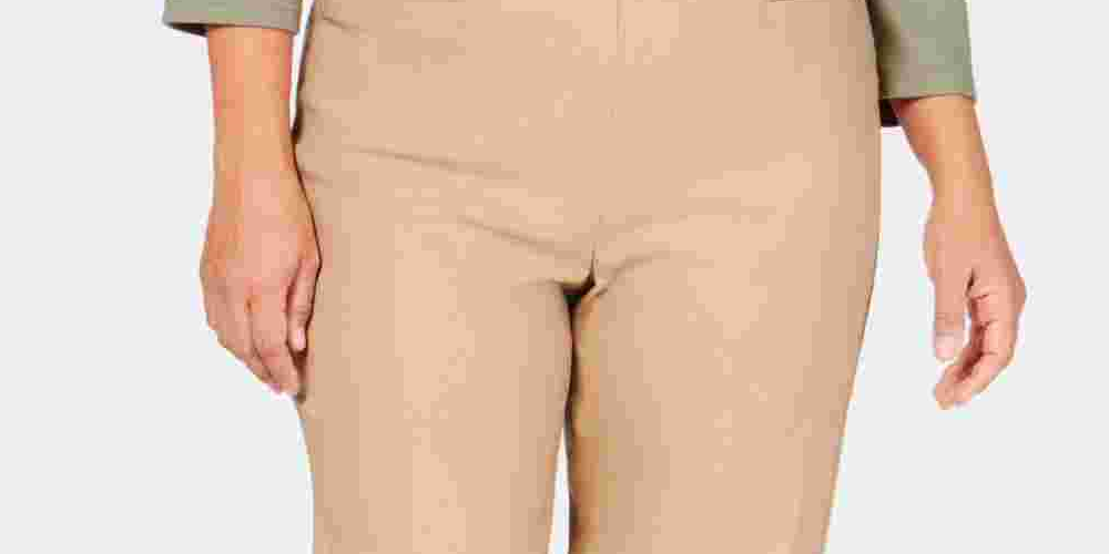 Alfred Dunner Women's Plus Classic Allure Tummy Control Pull On Pants Beige Size 24W