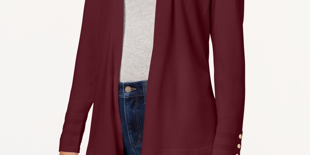 Charter Club Women's Open Front Cardigan Red Size Large