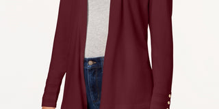 Charter Club Women's Open Front Cardigan Red Size Large