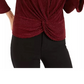 Alfani Women's Striped Metallic Twist-Hem Top Wine Size Small