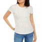 INC International Concepts Women's Printed Crewneck T-Shirt Beige Size M