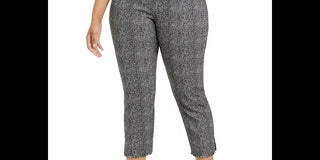 Alfani Women's Plus Size Printed Cropped Pull-On Pants Black Size 22W