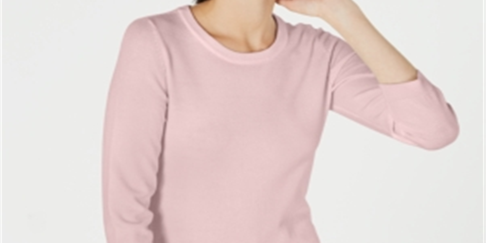 Maison Jules Women's Pink 3/4 Sleeve T-Shirt Sweater  Pink Size X-Large