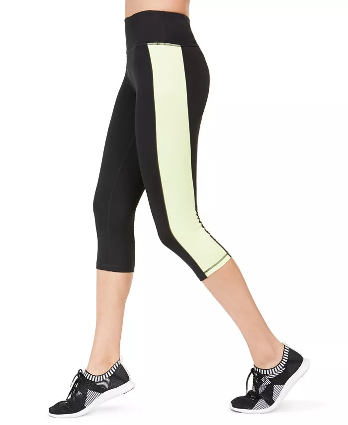 Ideology Women's Colorblocked Cropped Leggings Gold Size X-Large