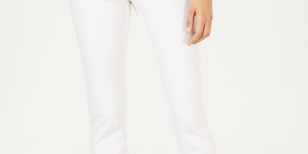 Charter Club Women's Newport Tummy-Control Slim-Fit Pants White Size 14
