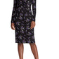 Ralph Lauren Women's Black Floral Long Sleeve V Neck Knee Length Wrap Dress Dress Black Size 0