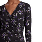 Ralph Lauren Women's Black Floral Long Sleeve V Neck Knee Length Wrap Dress Dress Black Size 0