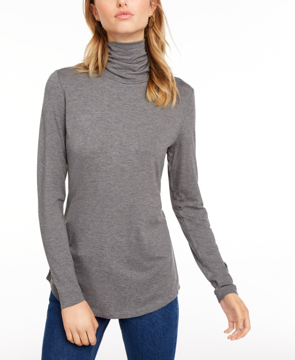 Maison Jules Women's Turtleneck Top Gray Size Medium