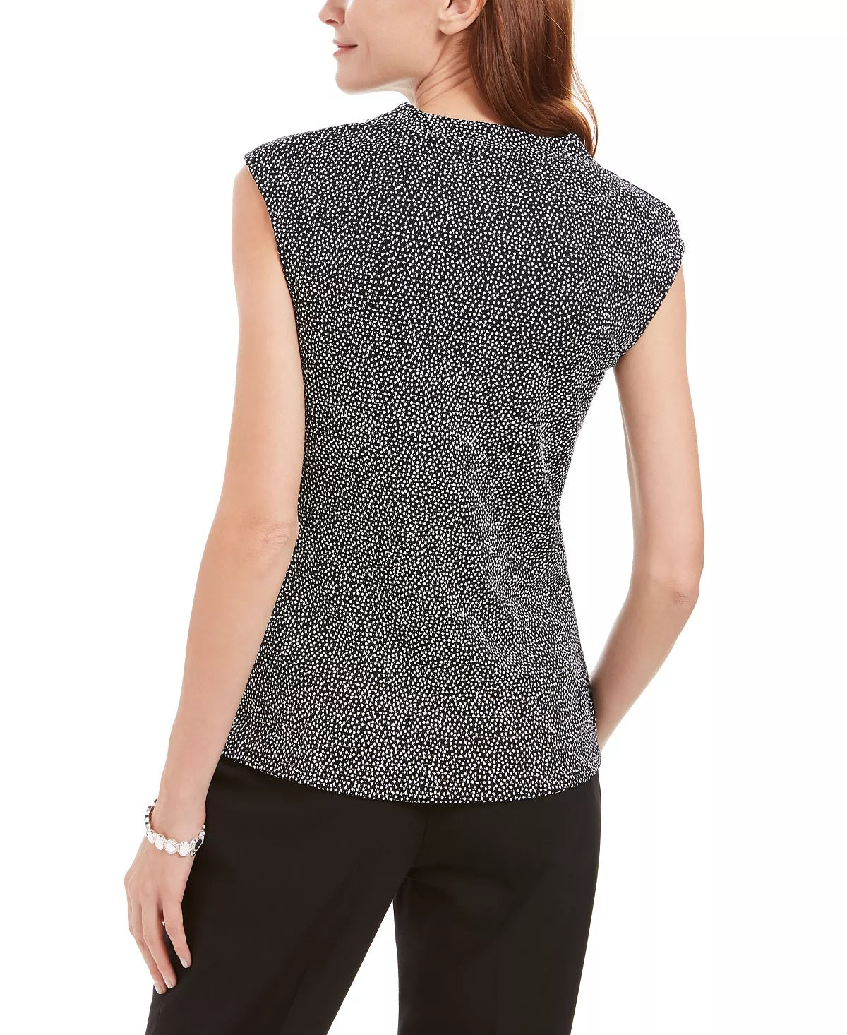 Kasper Women's Metallic-Print Cowlneck Top Charcoal Size Small