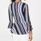 BCX Junior's Striped Wrap Top Black /White /Blue  Size X-Small