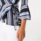 BCX Junior's Striped Wrap Top Black /White /Blue  Size X-Small