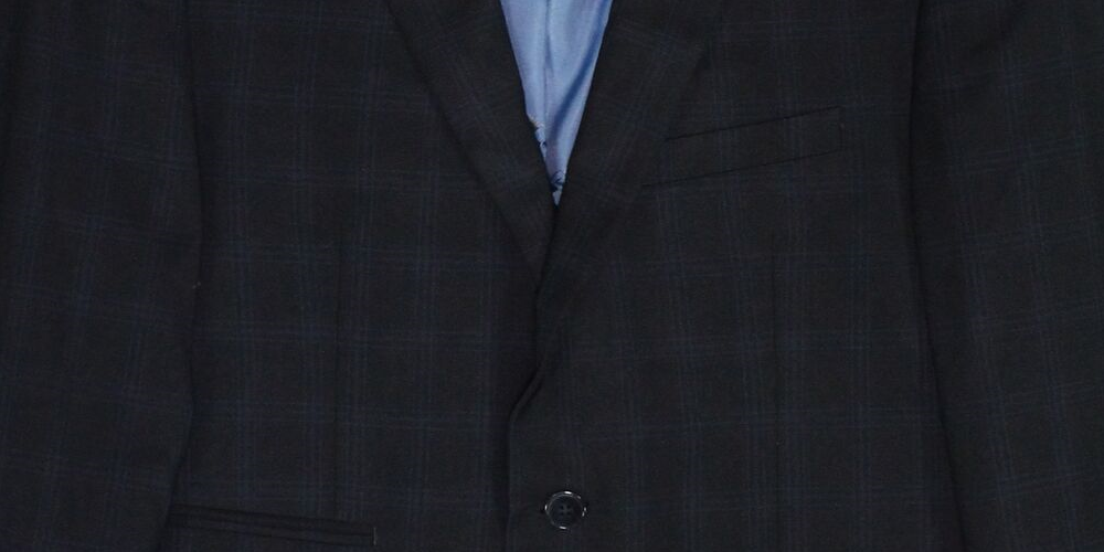 Vince Camuto Men's Long Plaid Slim Fit 2-Button BlazerBlack Size 40 T