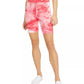 Derek Heart Juniors' High-Rise Tie-Dye Bike Shorts Pink Size Large