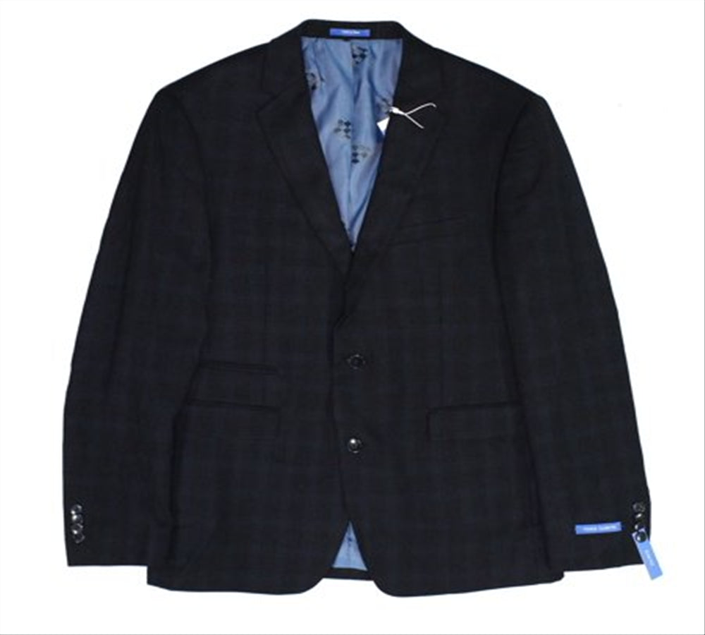 Men's Short Plaid Slim Fit Sport Coat Blue Size 36