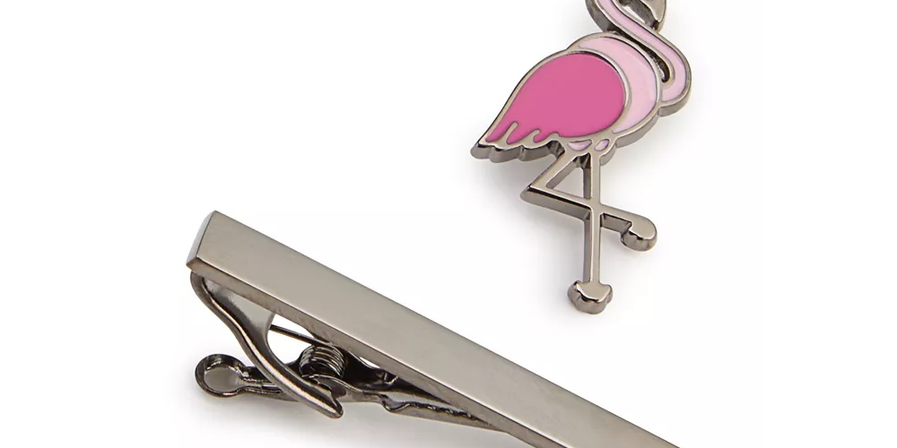 Novel Idea Men's Flamingo Lapel Pin & Tie Bar Set Pink Size Regular