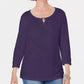 Karen Scott Women's Three Quarter Sleeve Top Purple Size Medium