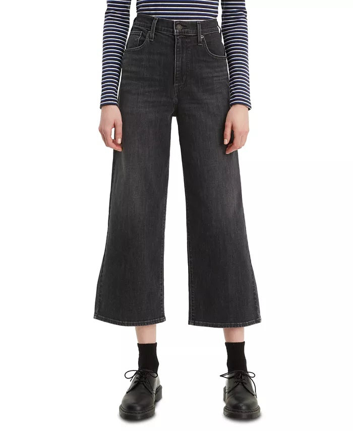 Levi's Women's Super Wide Leg Cropped Jeans Black Size 28X25