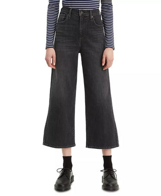Levi's Women's Super Wide Leg Cropped Jeans Black Size 28X25