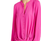 INC International Concepts Women's Twist Front Button Up Top Pink Size Small