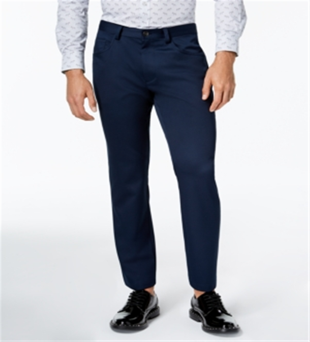 INC International Concepts Men's Shiny Casual Trouser Pants Blue Size 34X32