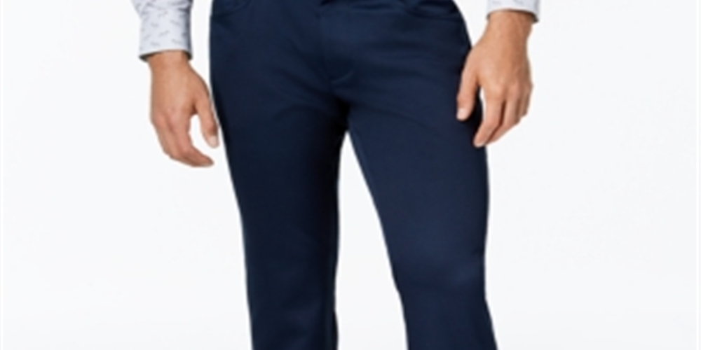 INC International Concepts Men's Shiny Casual Trouser Pants Blue Size 34X32