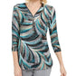 JM Collection Women's Zip Neck Textured Tunic Black Size Small