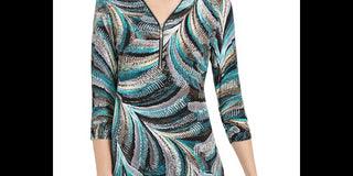 JM Collection Women's Zip Neck Textured Tunic Black Size Small