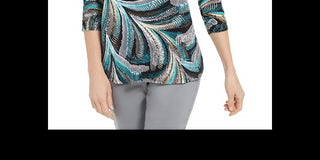 JM Collection Women's Zip Neck Textured Tunic Black Size Small