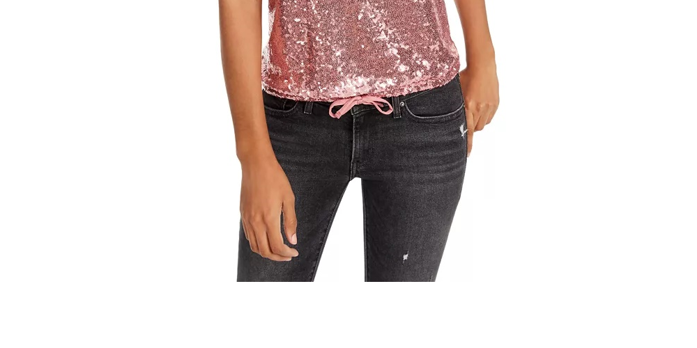 Crave Fame Junior's Sequin Tank Top Black  Size Large