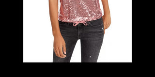 Crave Fame Junior's Sequin Tank Top Black  Size Large