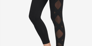 DKNY Women's Sport High Rise Mesh Inset Yoga Ankle Leggings Black Size X-Small