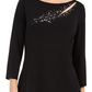 JM Collection Women's Embellished Cutout Top Black  Size XS