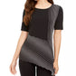 Alfani Women's Printed Asymmetrical Hem Top Black Size Medium