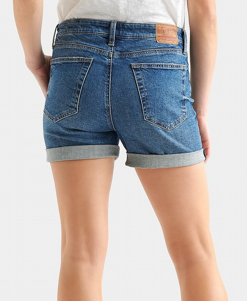 Lucky Brand Women's Ava Roll up Hem Mid Rise Denim Shorts Blue Size 8