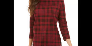 Charter Club Women's Petite Pima Cotton Button-Shoulder Print Top Pink Size PL