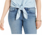 Charter Club Women's Cotton Tie-Hem Sleeveless Shirt Blue Size 12