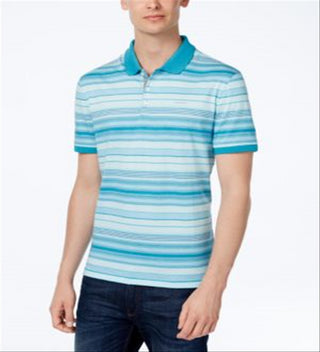 Calvin Klein Men's Classic fit Striped Liquid Cotton Polo Blue Size 2XL
