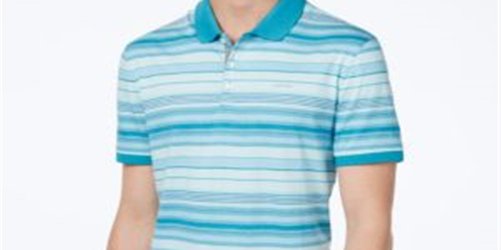 Calvin Klein Men's Classic fit Striped Liquid Cotton Polo Blue Size 2XL