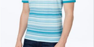 Calvin Klein Men's Classic fit Striped Liquid Cotton Polo Blue Size 2XL