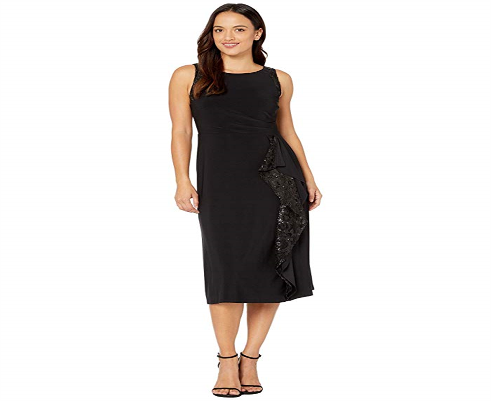 Ralph Lauren Women's Lace Trim Jersey Dress Black Size 6 Petite