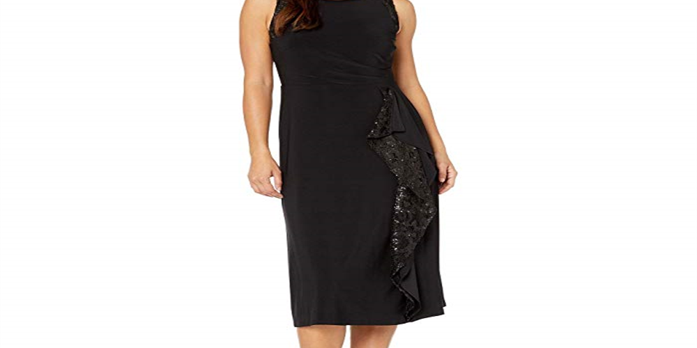 Ralph Lauren Women's Lace Trim Jersey Dress Black Size 6 Petite