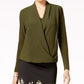 Alfani Women's Knot-Front Hi-Low Blouse Green Size XXL