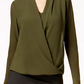 Alfani Women's Knot-Front Hi-Low Blouse Green Size XXL