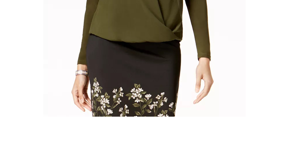 Alfani Women's Knot-Front Hi-Low Blouse Green Size XXL