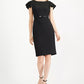Calvin Klein Women's Petite Ruffle-Shoulder Sheath Dress Black Size 8 Petite