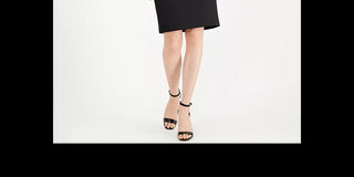 Calvin Klein Women's Petite Ruffle-Shoulder Sheath Dress Black Size 8 Petite