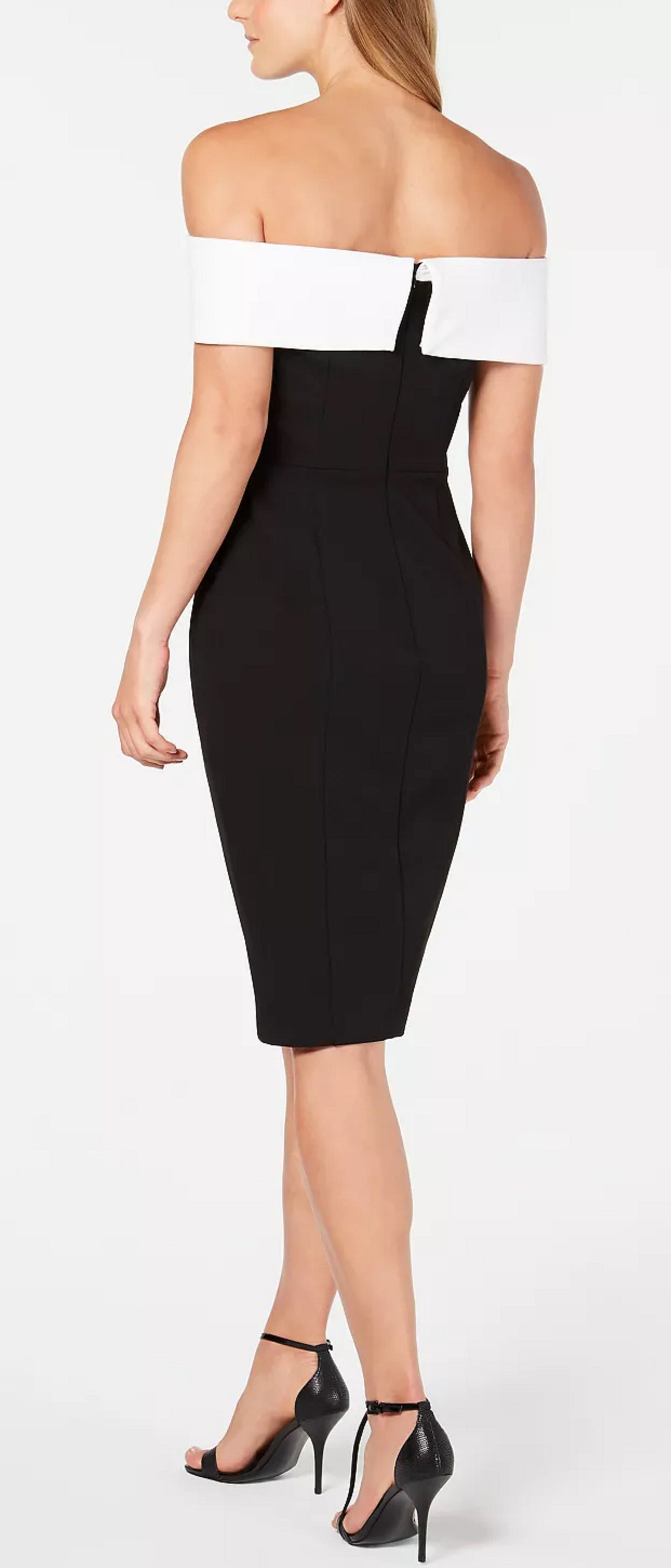 Calvin Klein Women's Off The Shoulder Fold Over Dress Black Size 6 Petite